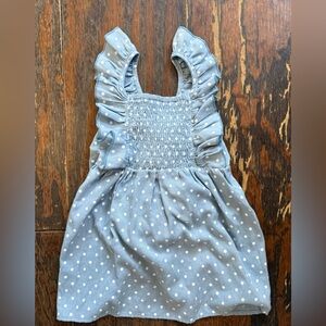 Mabel + Honey Toddler 2T Blue Polka Dot Ruffle Tie Back Dress